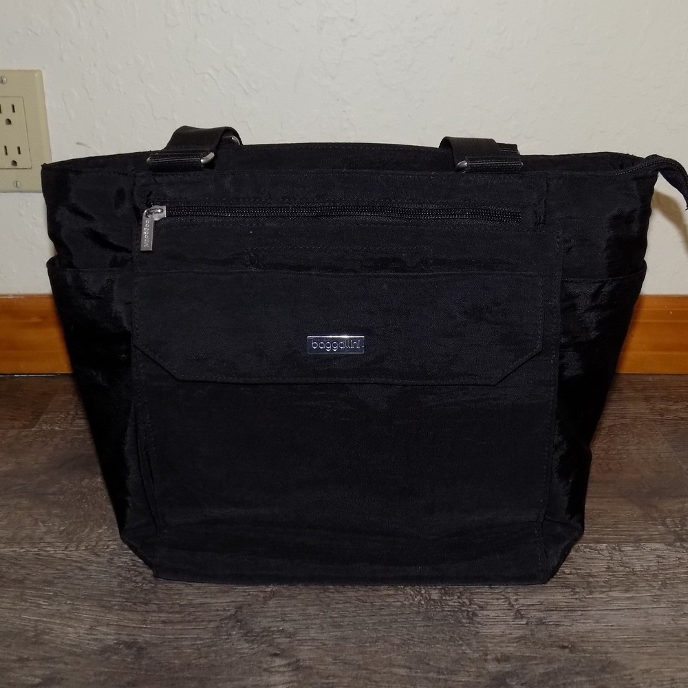 Baggallini Everywhere Tote Bag Womens Medium Black Excellent Multi Pocket Nylon